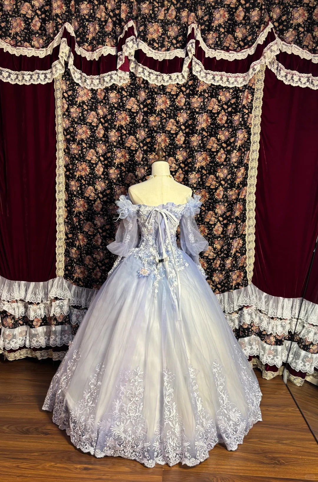 Purple Gorgeous Sweet Cute Exquisite Floral Beads Long Tulle Floor-Length Princess Ball Gown Evening Gown 16th Birthday Gown Adult Ceremony Gown nv4020