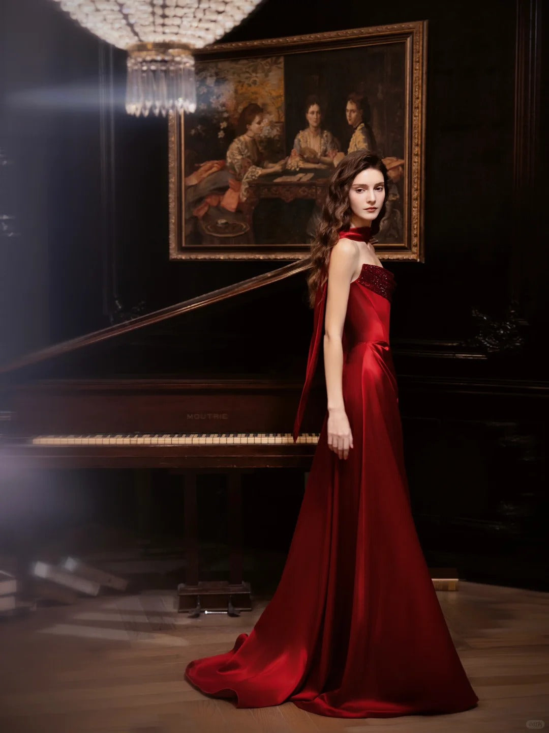 Red prom dress shiny elegant satin long evening gown graduation dress nv4226