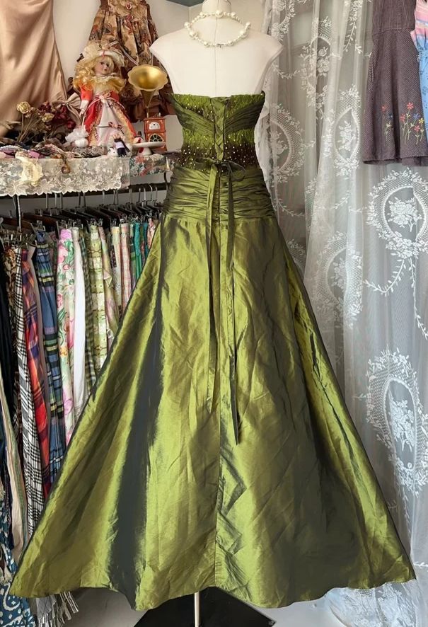 Olive Green Shiny Vintage Fashion Elegant Exquisite Beaded Lace Off-the-shoulder Satin Long Tulle Mermaid prom dresss Sequin Evening Dress Party Dress nv3820