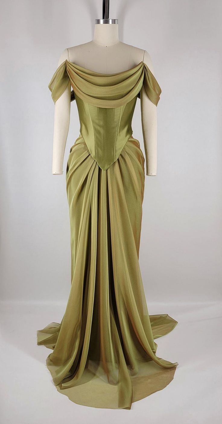 Green vintage elegant long satin ball gown evening dress party dress nv3529