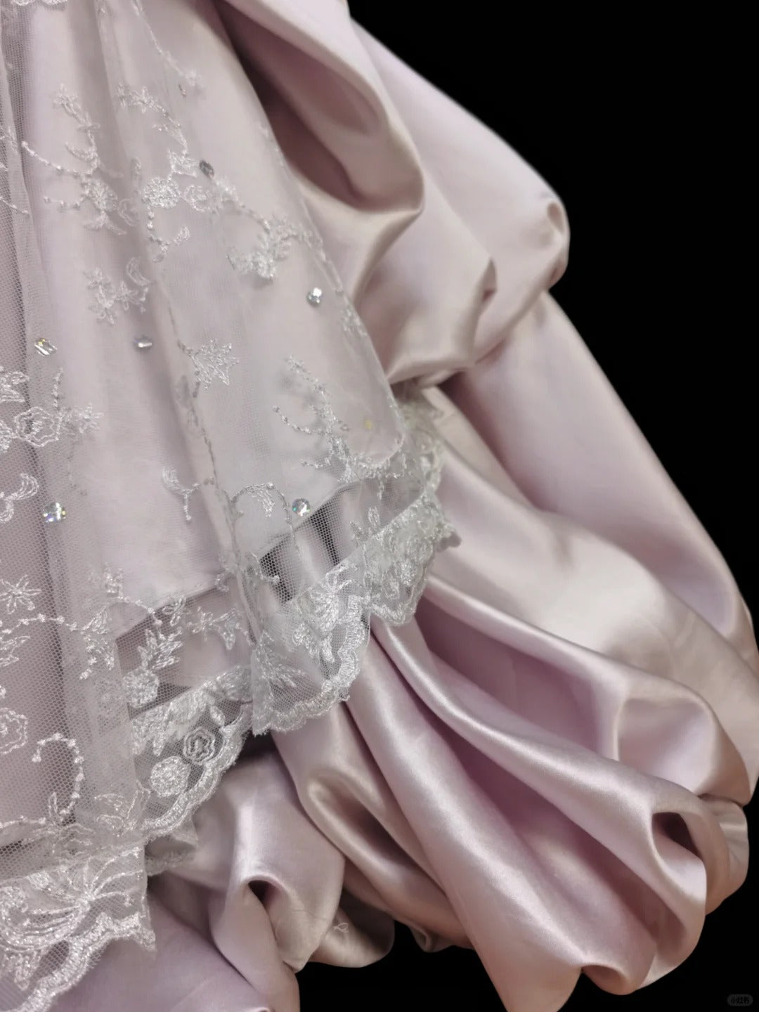 Pink Sweet Lace Bow Long Tulle Satin Princess Ball Gown Evening Dress Party Dress Adult Ceremony Dress Birthday Dress nv4199