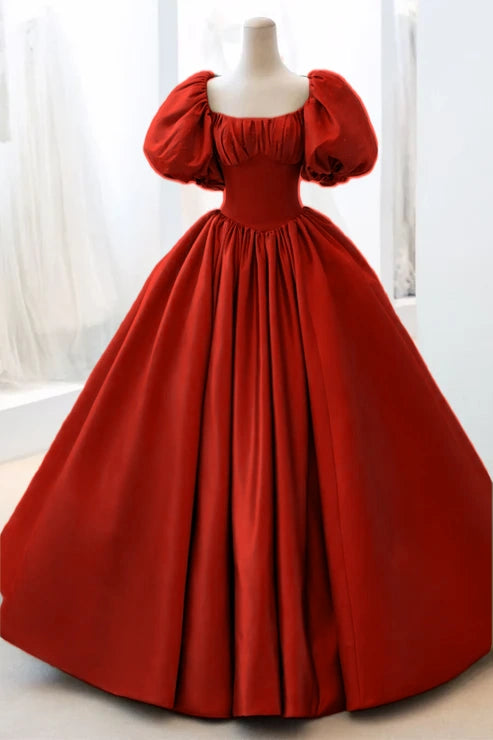 Robe de soirée longue en satin vert, élégante, coupe trapèze, manches courtes, robe de bal, robe d'anniversaire, robe de remise de diplôme, nv74