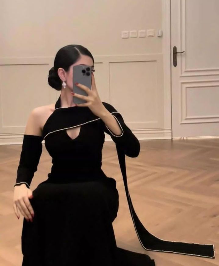 Black elegant long sleeve ribbon long satin prom dress evening dress nv3153