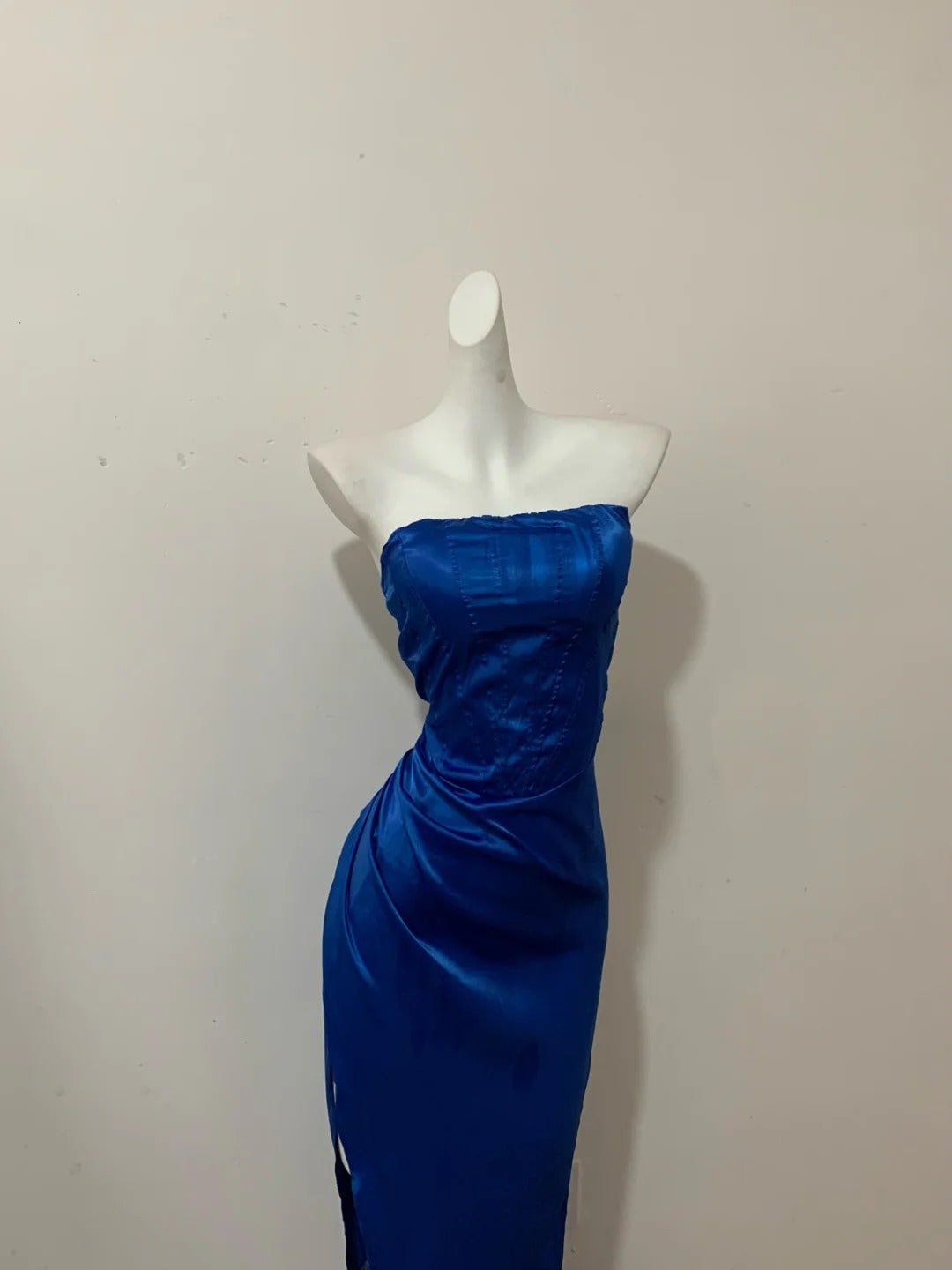 Royal Blue Fashion Elegant Long Satin Ball Gown Evening Dress Party Dress nv4179