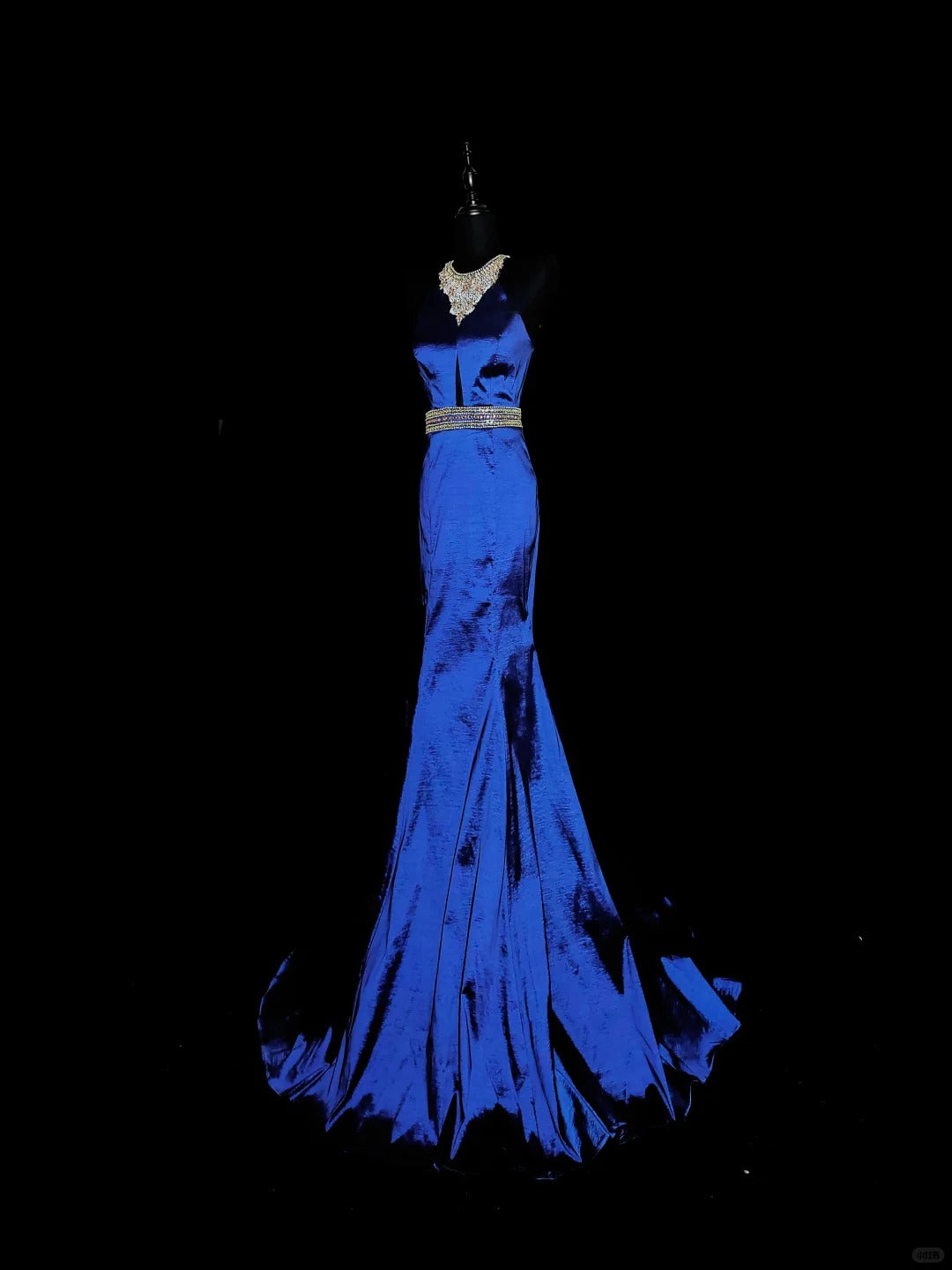 Blue Gorgeous Elegant Fashion Exquisite Gem Beads Long Mermaid Slim Satin Ball Gown Evening Gown Prom Dress nv3872