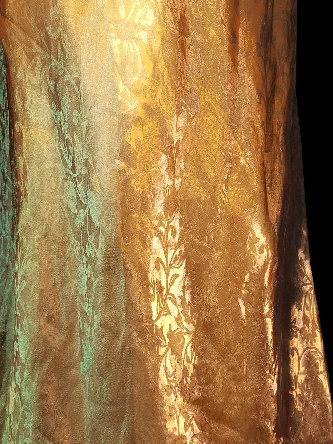 Golden green gorgeous fashionable elegant dark pattern long spaghetti straps satin mermaid tail prom dress evening dress birthday party dress prom dress nv3968