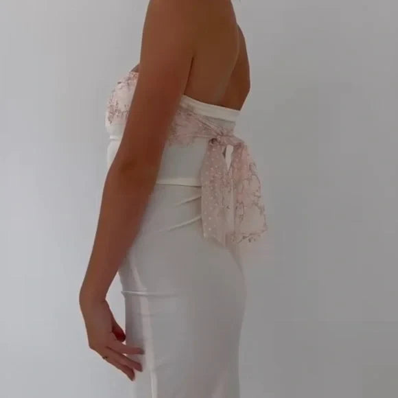 White off shoulder fashion floral bodycon long prom dress elegant party dress evening gown nv1777