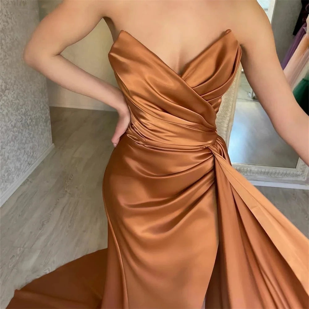 Strapless Unique New Elegant Mermaid Sleeveless Modest Long Party Evening Prom Dresses nv1624