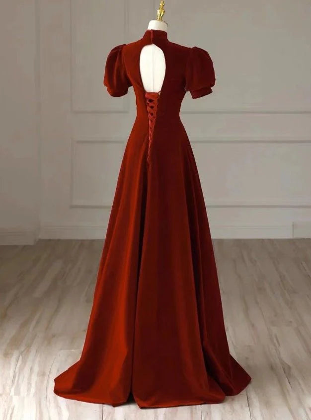 New red ladies long beaded high-end ball gown evening dress Chinese cheongsam nv1818