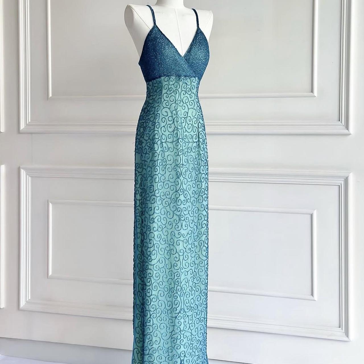 💗✨Teal/Hot pink vintage 90s y2k fairy boho beaded embroidery maxi mermaid suspender dress prom dress evening gown party dress nv4406