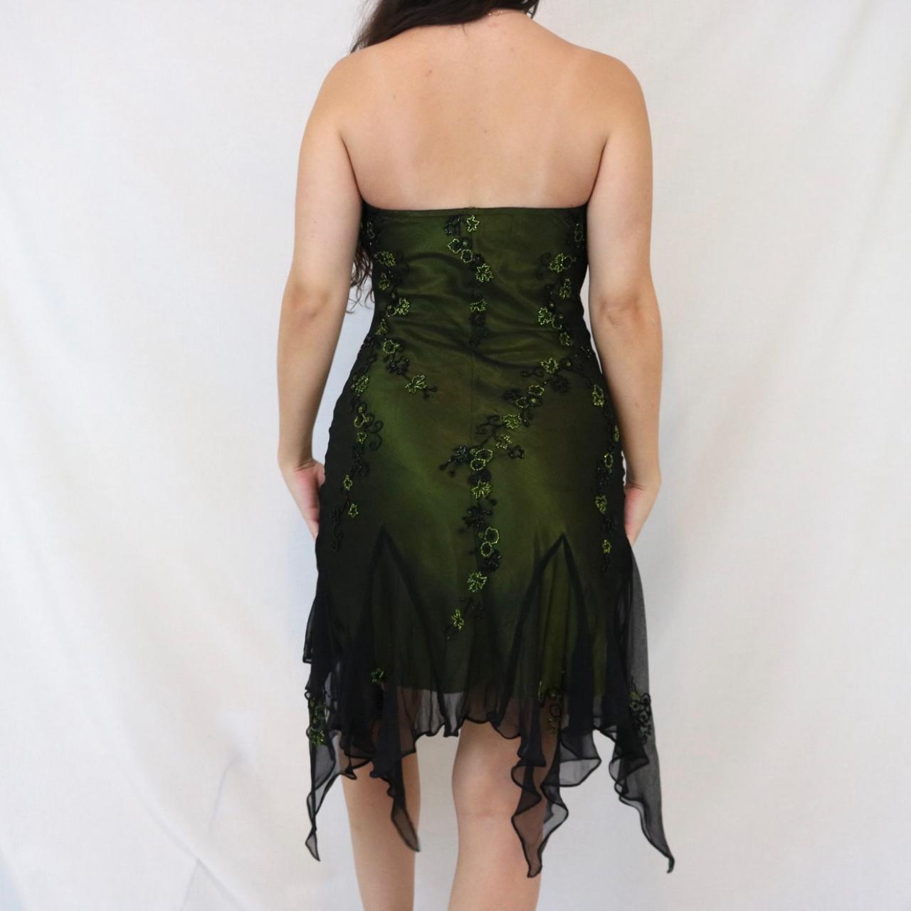 ✨💚Vintage Beaded Green Fairy Long Chiffon Mini Formal Homecoming Dress Birthday Party Dress nv4991