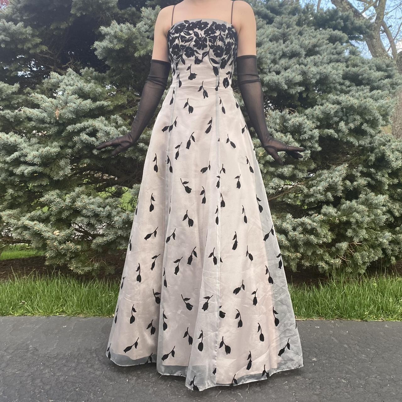 🖤Vintage Gothic Style Layered Chiffon Floral Ball Gown Satin Tulle, Ball Gown Evening Gown Party Dress nv4255