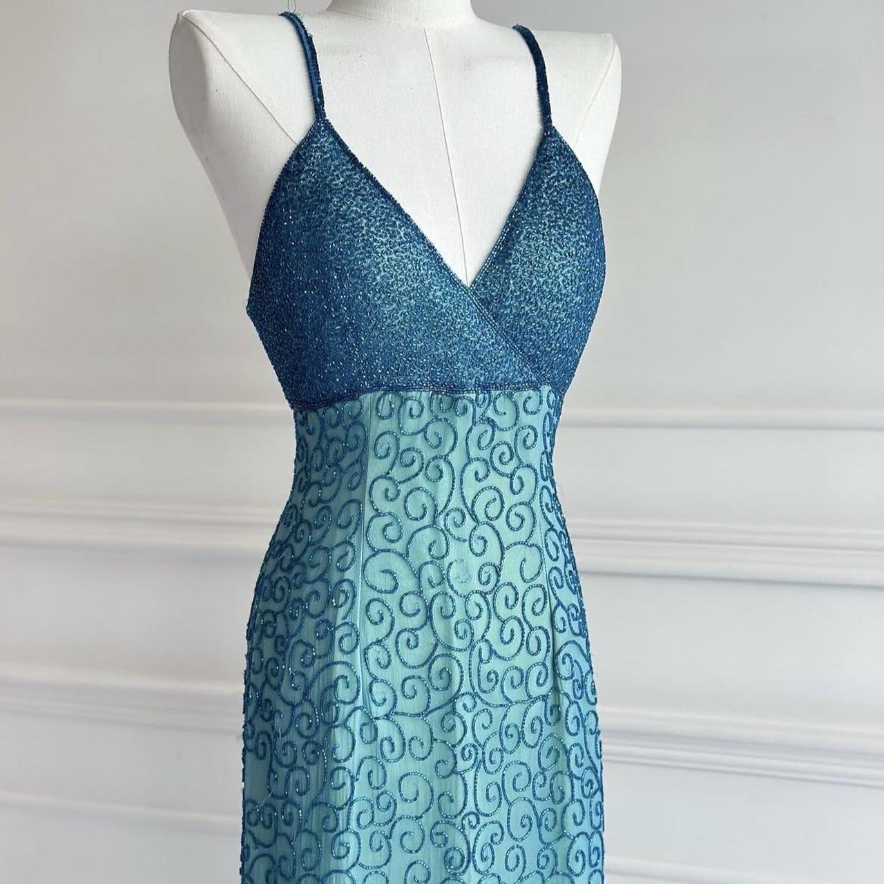 💗✨Teal/Hot pink vintage 90s y2k fairy boho beaded embroidery maxi mermaid suspender dress prom dress evening gown party dress nv4406
