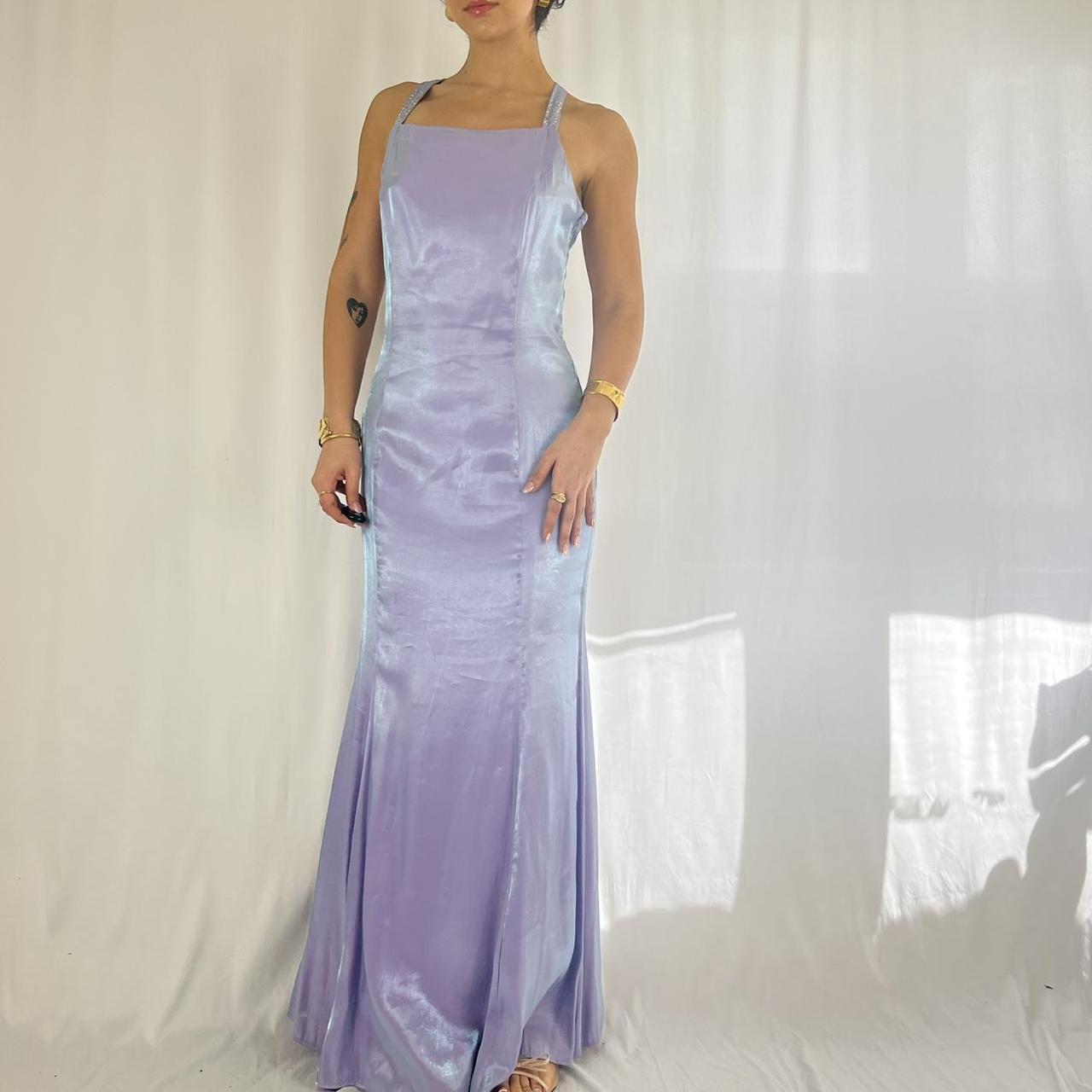 Purple Iridescent Vintage Square Neck Strapless Long Chiffon Ball Gown Evening Dress Party Dress nv4245