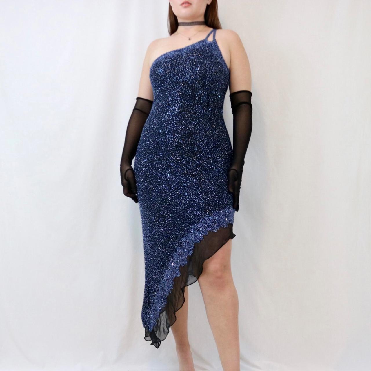 Dark blue shiny short/mid-length sequin homecoming dress birthday party dress nv4977