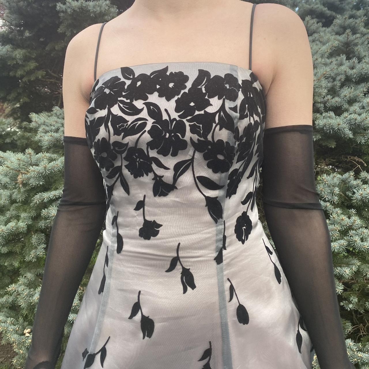🖤Vintage Gothic Style Layered Chiffon Floral Ball Gown Satin Tulle, Ball Gown Evening Gown Party Dress nv4255
