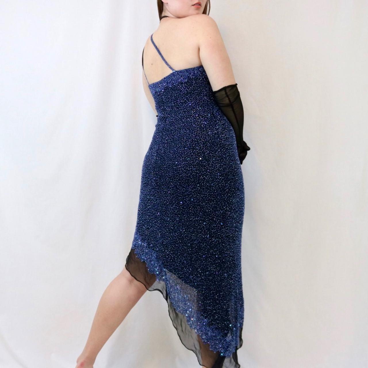 Dark blue shiny short/mid-length sequin homecoming dress birthday party dress nv4977