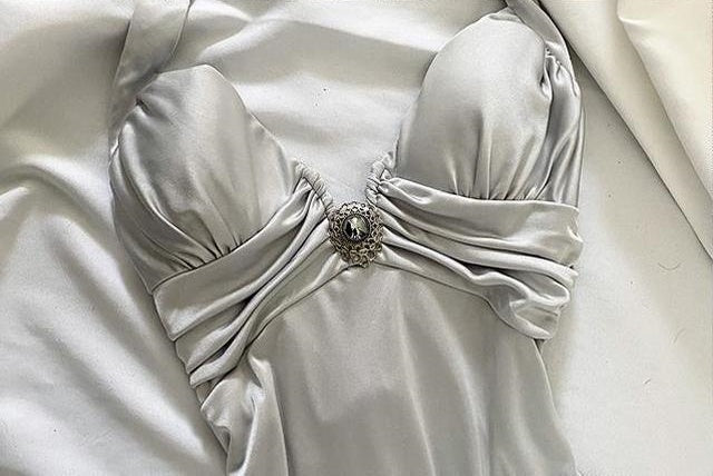 Silver White Retro Fairy Short satin Homecoming Dress Party Dress Birthday Dress Prom Dress nv4540