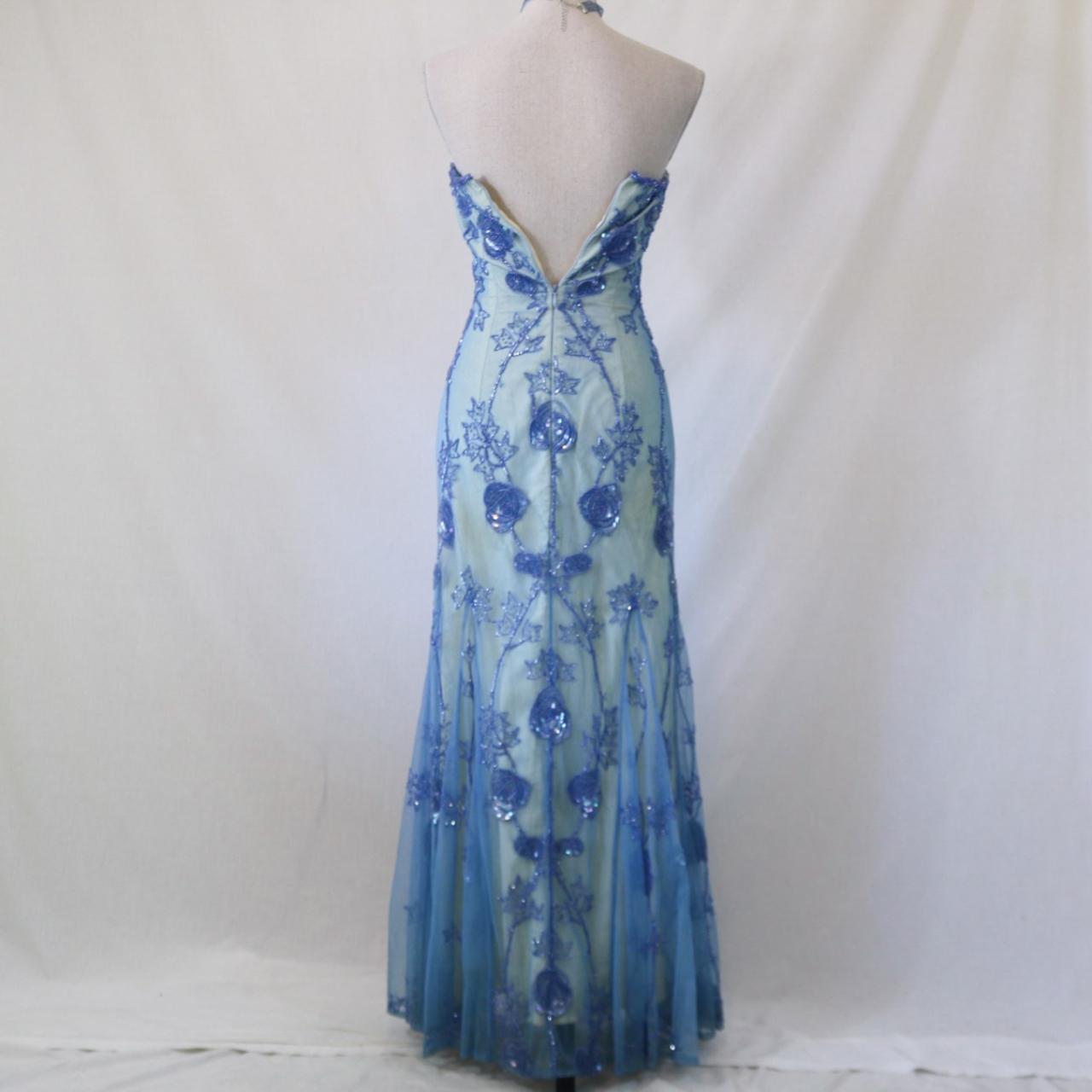 💙Vintage Aqua Blue Exquisite Beaded Long Tulle Formal Prom Dress Evening Party Dress nv4994