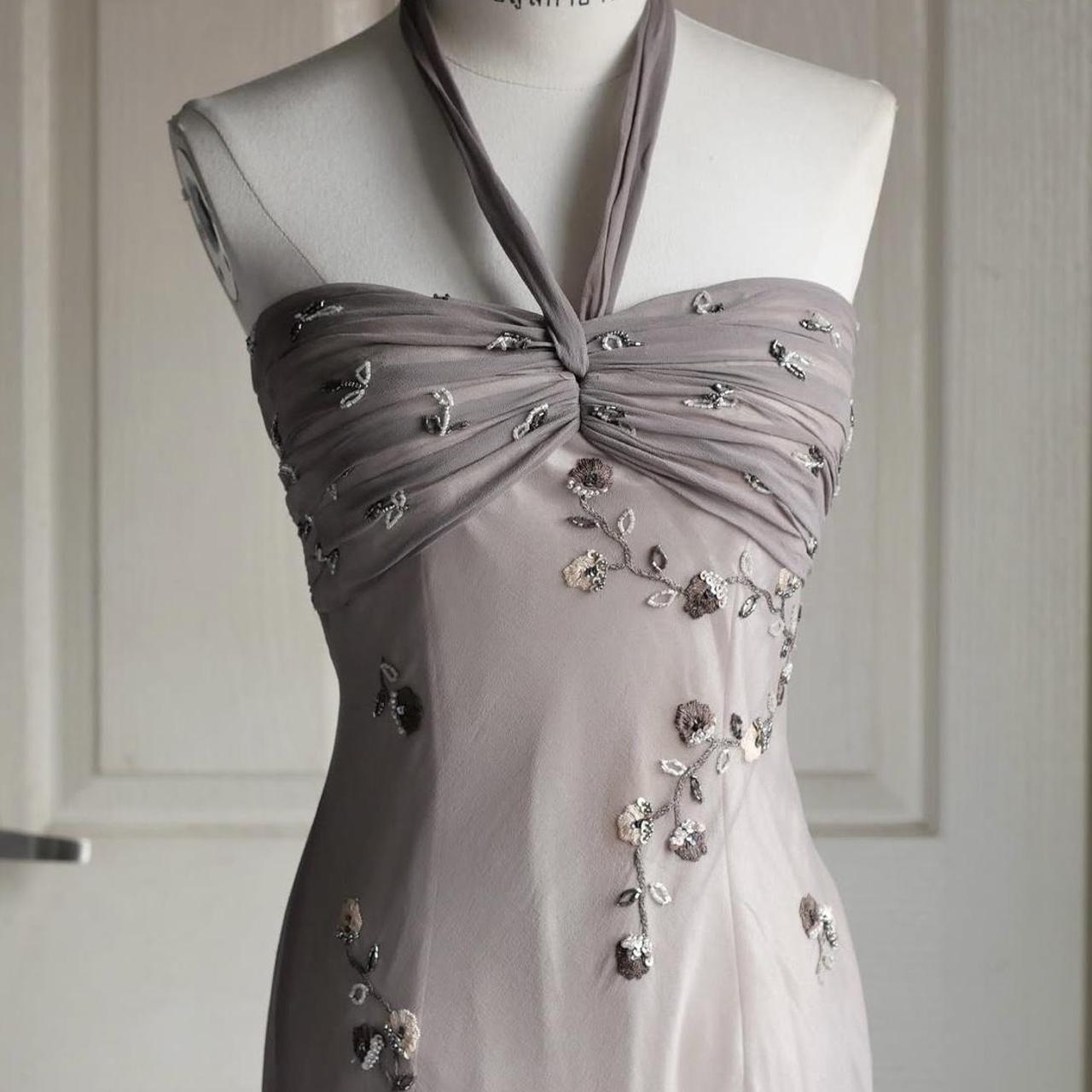 🧚🏼♂️Warm grey vintage y2k fairy homecoming dress boho floral beaded embroidered backless prom dress evening dress party dress wedding guest dress nv4405