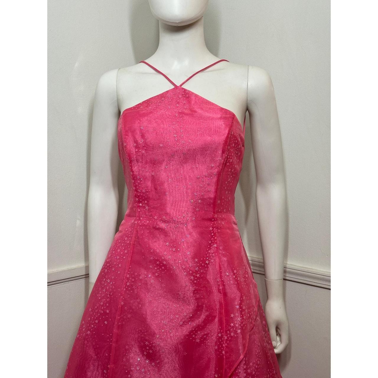 Pink Vintage Glitter Star Dress Organza Long Tulle Ball Gown Evening Dress Party Dress nv4258