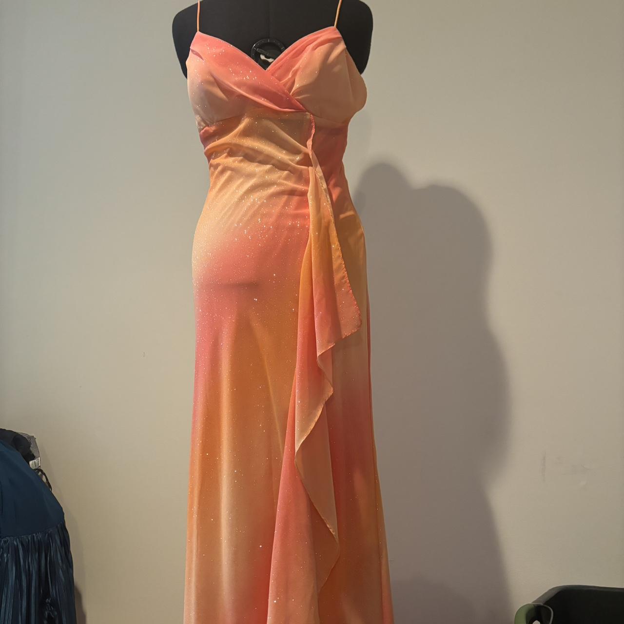 Orange Fashion Gradient Elegant Sleeveless Long Chiffon Floor Length Ball Gown Evening Dress Party Dress nv3722