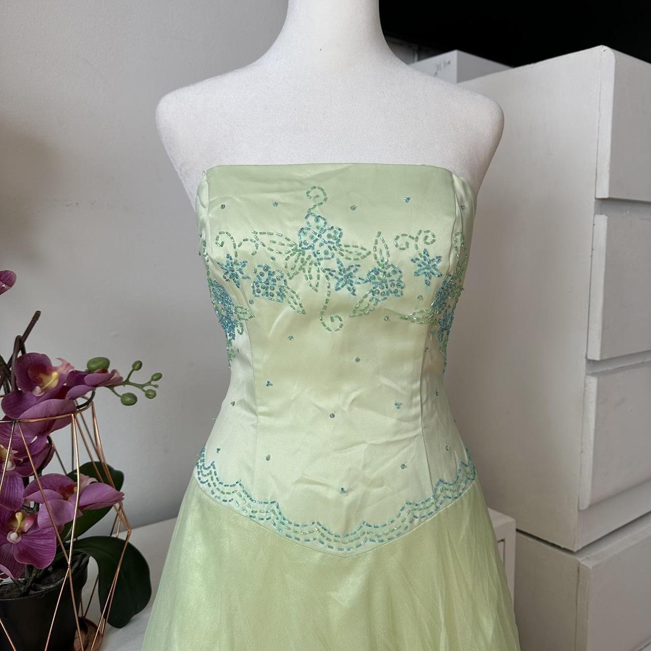 Green floral vintage ball gown long tulle formal fairy ball gown evening dress party dress nv4246