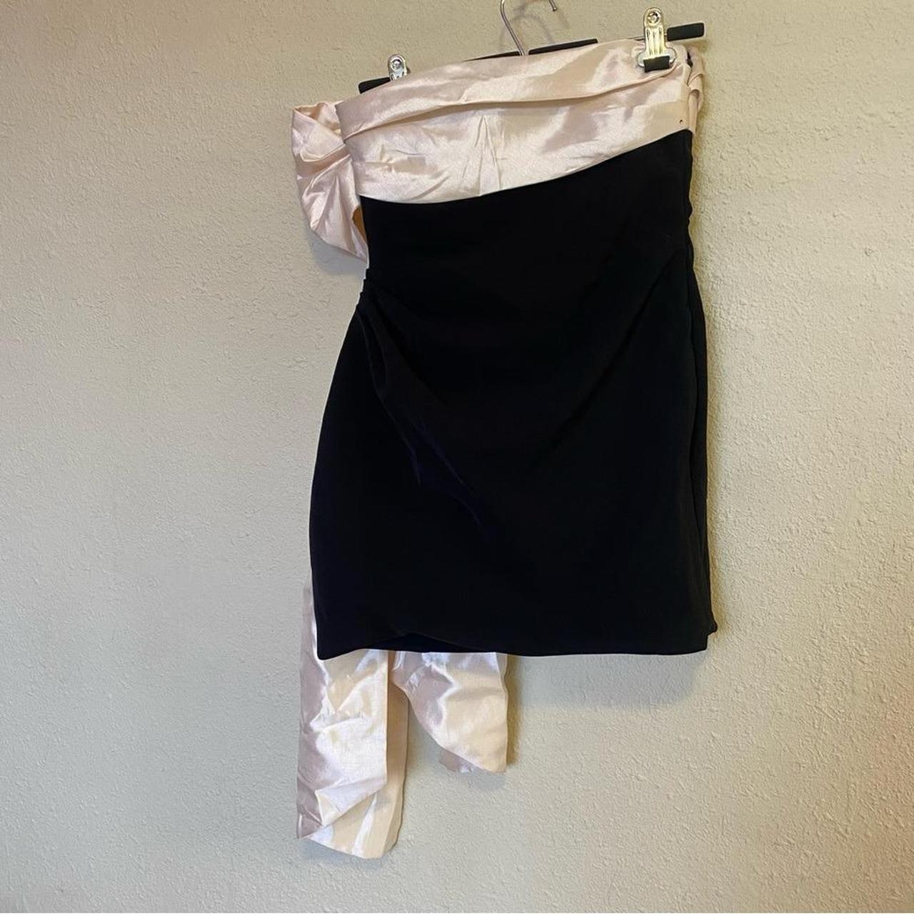 Black pink sweet short tube top bow velvet satin homecoming dress birthday party dress nv5259