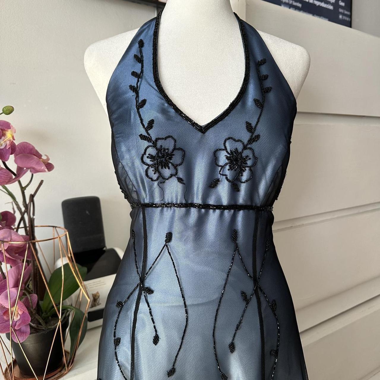 Blue Gorgeous Vintage Elegant Exquisite Beaded Suspender Long Tulle Ball Gown Evening Gown Party Dress Prom Gown nv4247