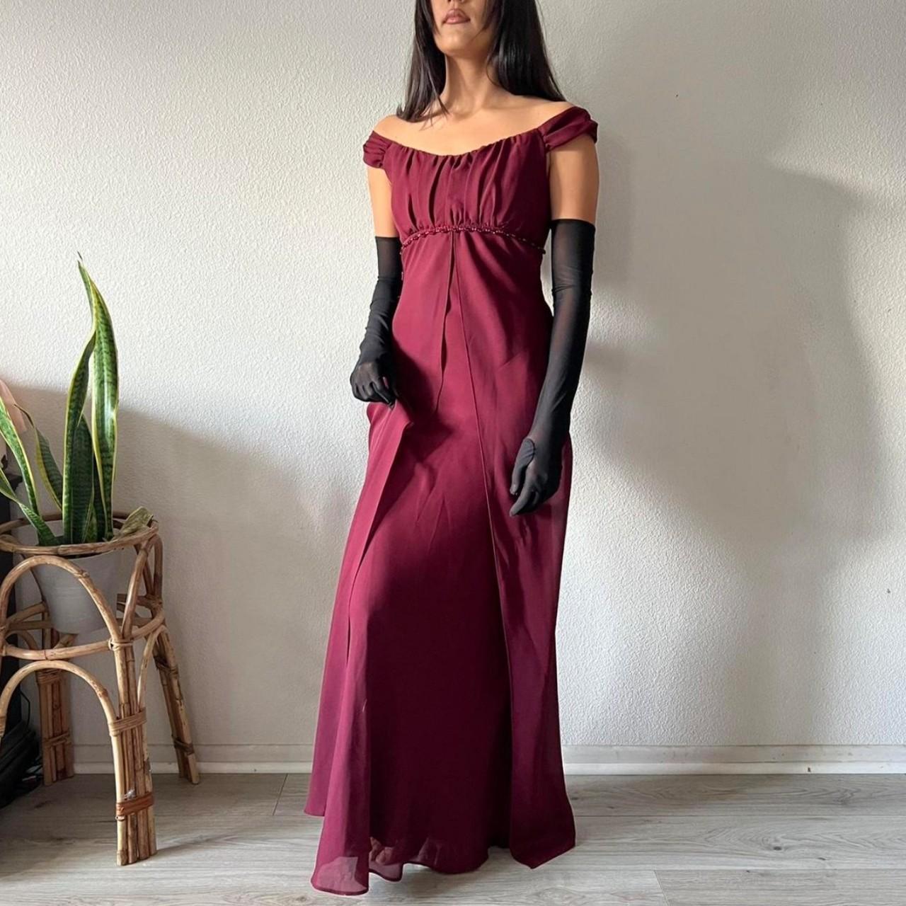 Vintage Burgundy High Waist Off Shoulder Fairy Elegant Beaded Stunning prom dress Evening Dress nv3751
