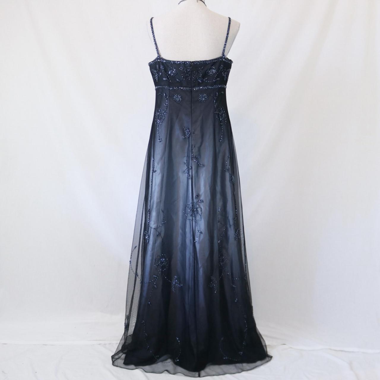 🥀 Empire Dress Vintage Silver and Black Glitter Ombre Beaded High-Waisted Long Tulle Prom Dress Evening Dress Party Dress nv4981