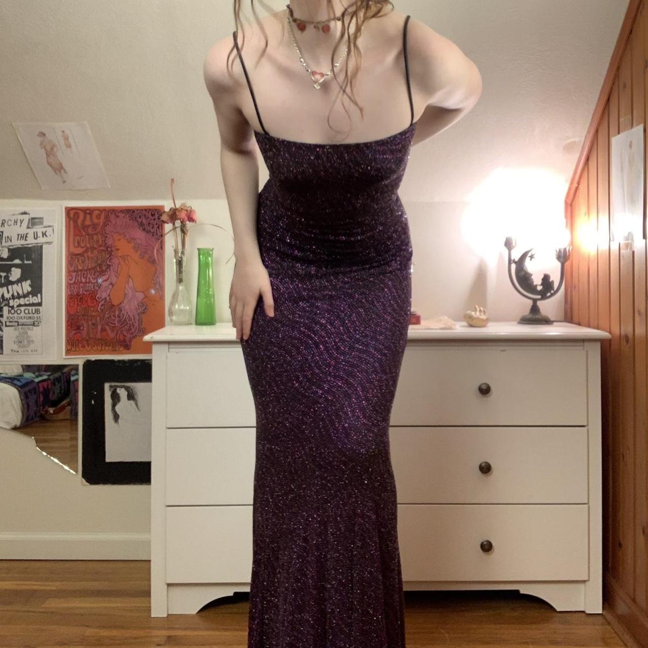 Purple Shiny Elegant Fashion Spaghetti Strap Long Sequined Ball Gown Evening Dress Party Dress nv3640