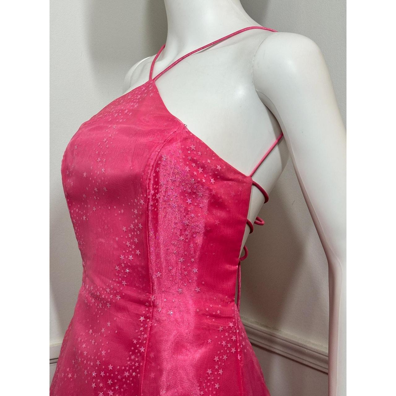 Pink Vintage Glitter Star Dress Organza Long Tulle Ball Gown Evening Dress Party Dress nv4258