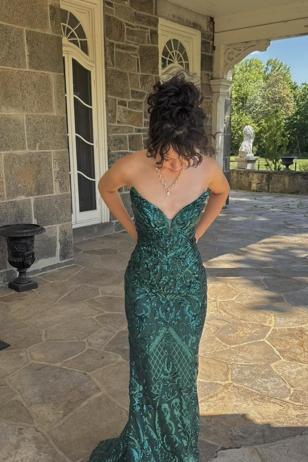 Women's green fashion formal prom gown nv5339