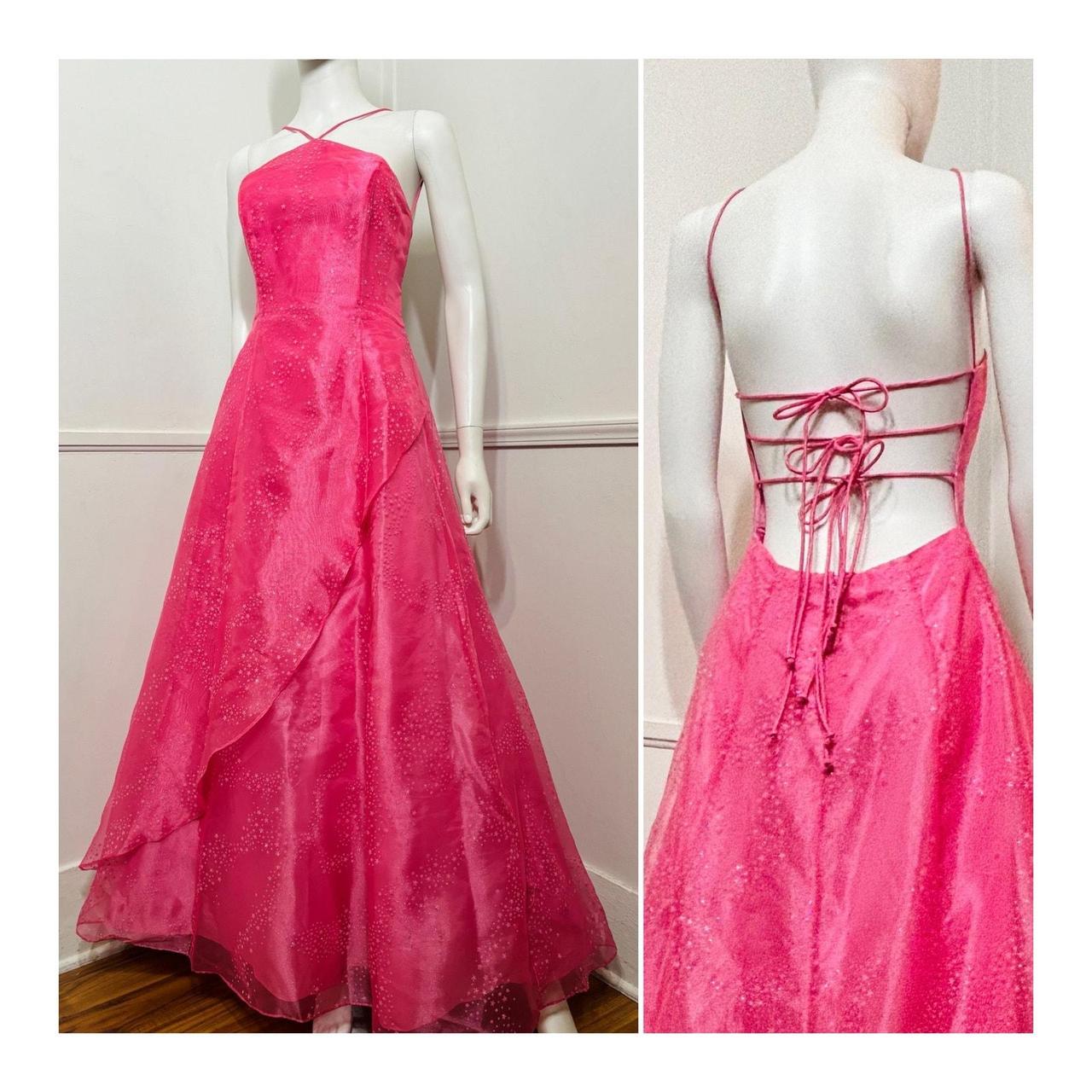 Pink Vintage Glitter Star Dress Organza Long Tulle Ball Gown Evening Dress Party Dress nv4258