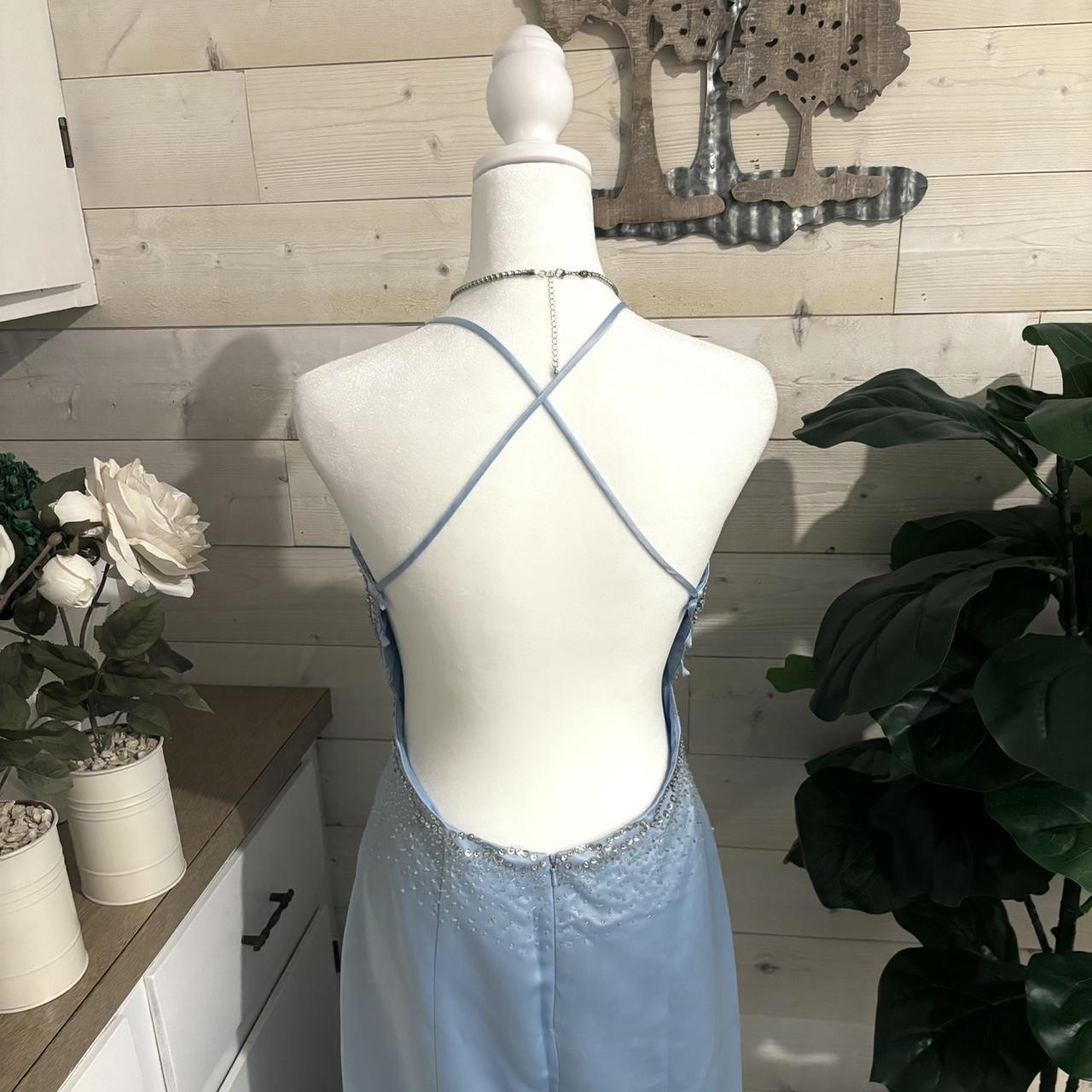 Light Blue Stunning Cinderella Sequin Beading Sparkling V Neck Long Satin Ball Gown Evening Gown Party Dress nv4253