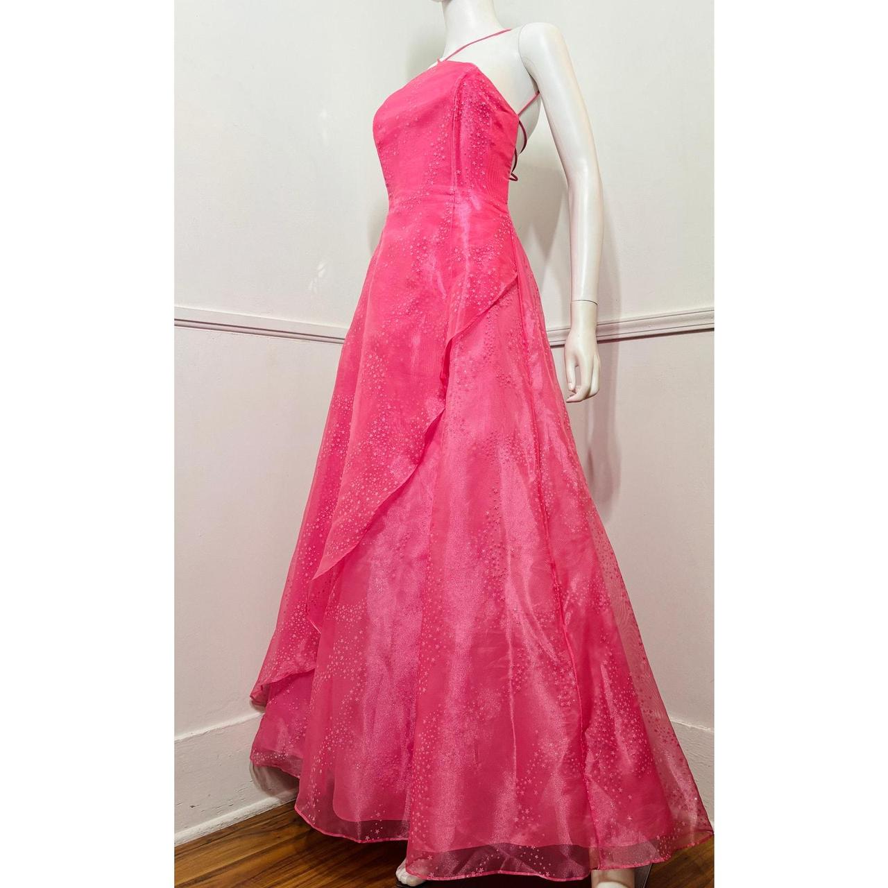 Pink Vintage Glitter Star Dress Organza Long Tulle Ball Gown Evening Dress Party Dress nv4258