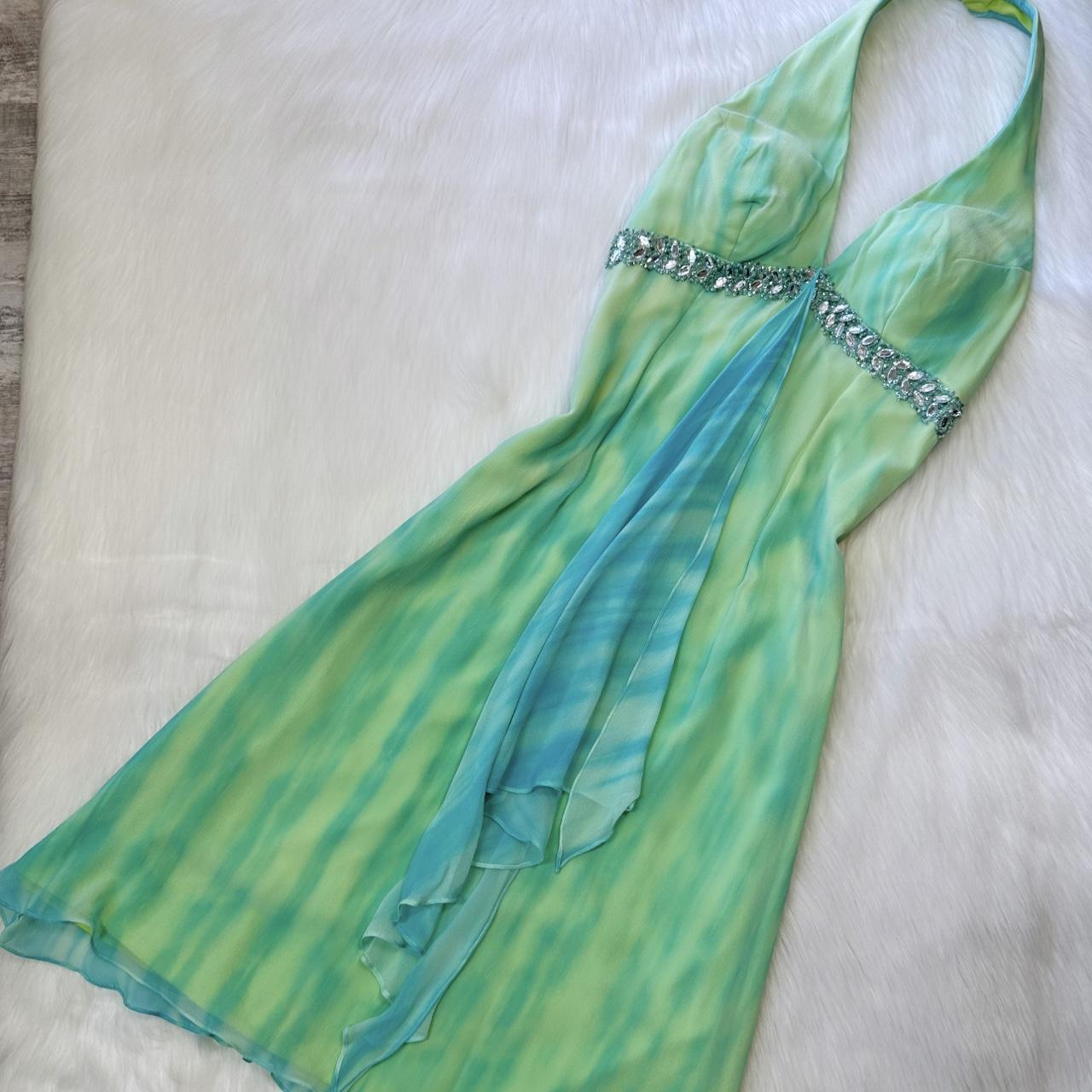 Green and blue beautiful mini backless rhinestones flowing short chiffon homecoming dress prom dress evening dress birthday party dress banquet dress nv4563