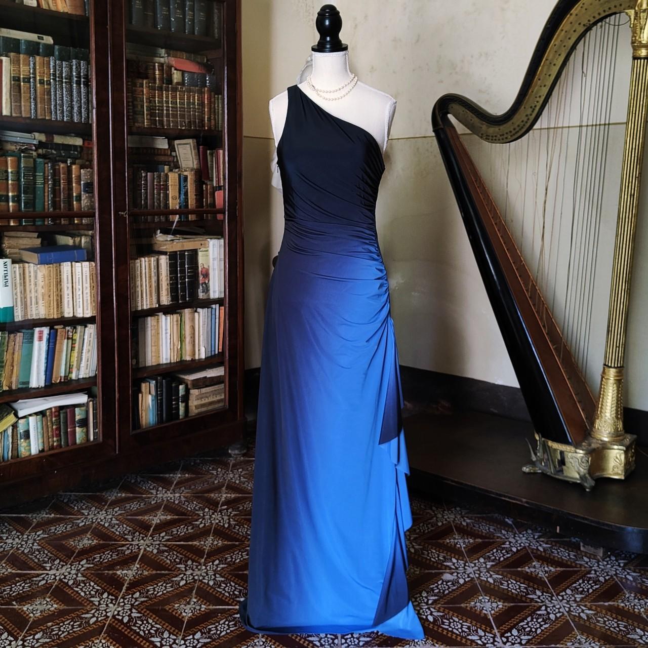 Blue retro fashion gradient elegant one shoulder long chiffon ball gown, evening dress, party dress nv3719