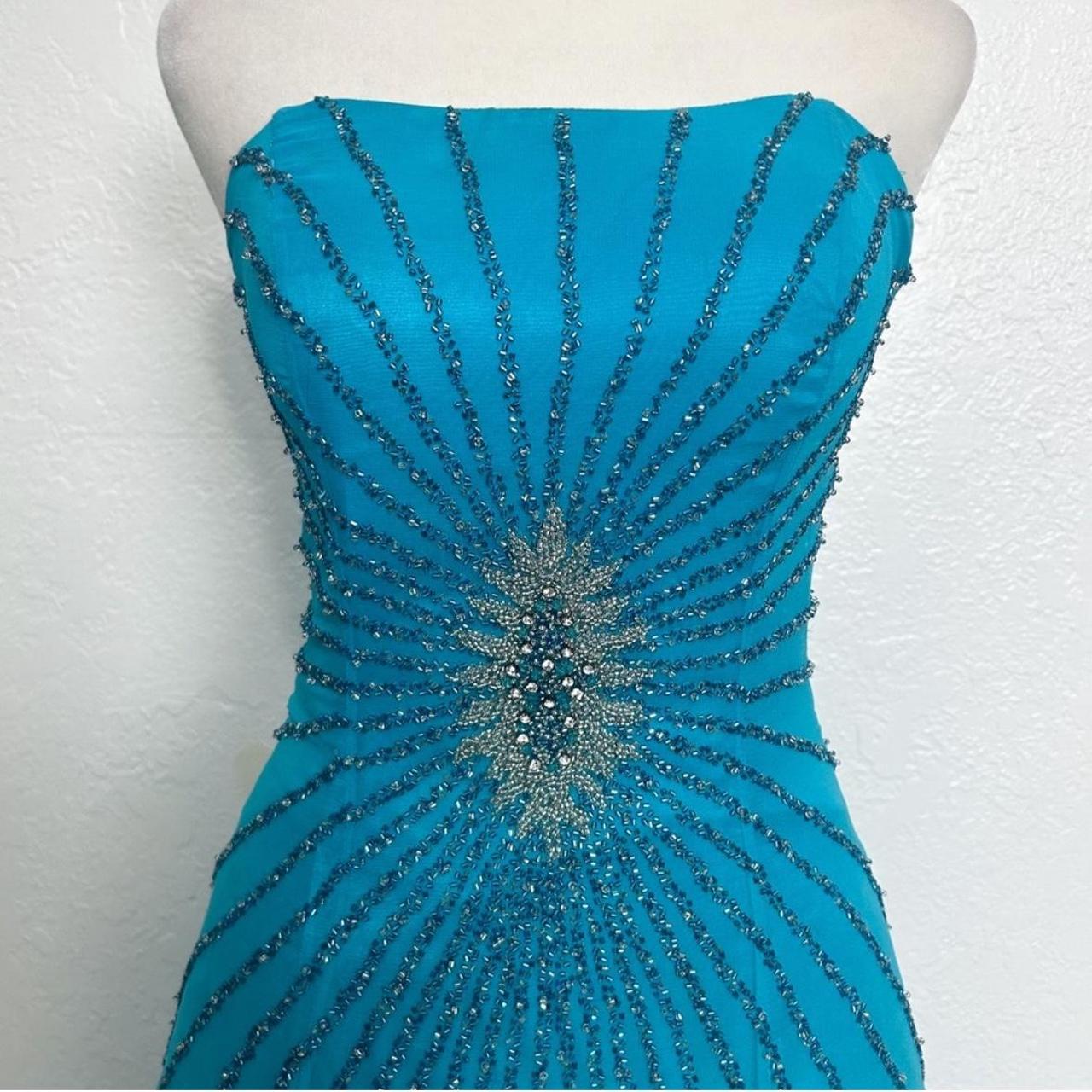 Blue gorgeous shiny exquisite beading elegant long stylish satin chiffon formal prom dress evening gown party dress nv3645