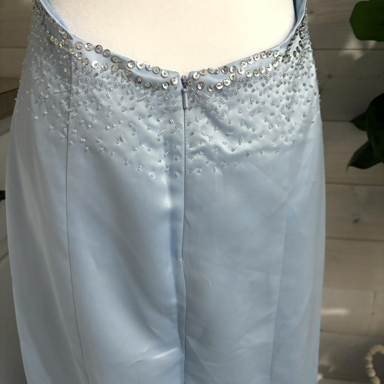 Light Blue Stunning Cinderella Sequin Beading Sparkling V Neck Long Satin Ball Gown Evening Gown Party Dress nv4253