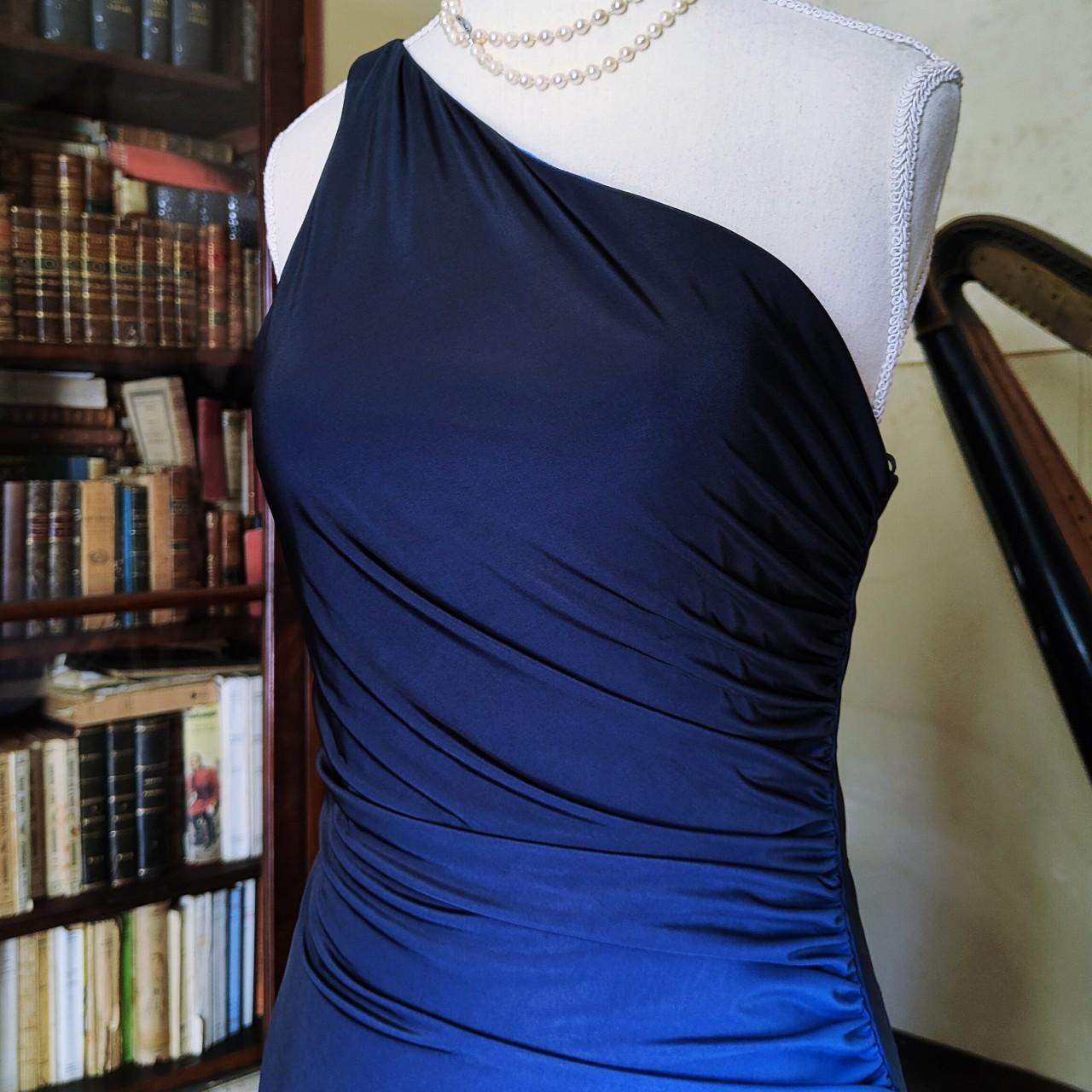 Blue retro fashion gradient elegant one shoulder long chiffon ball gown, evening dress, party dress nv3719