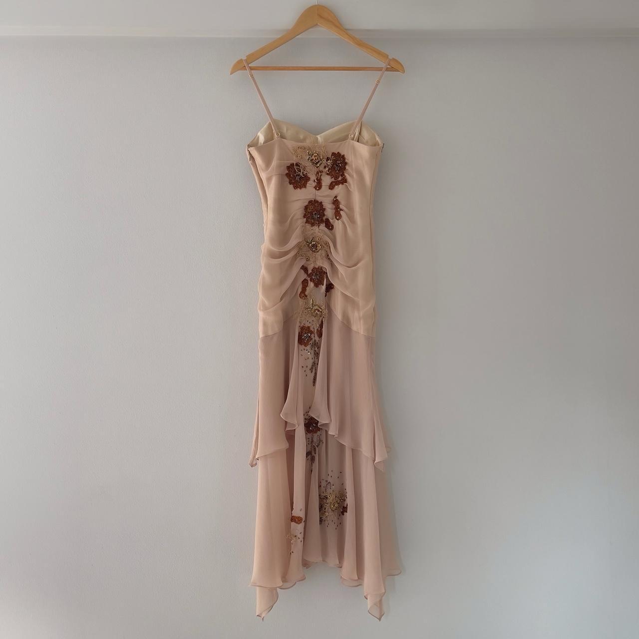 Romantic light brown hand-beaded floral chiffon prom dress nv5363