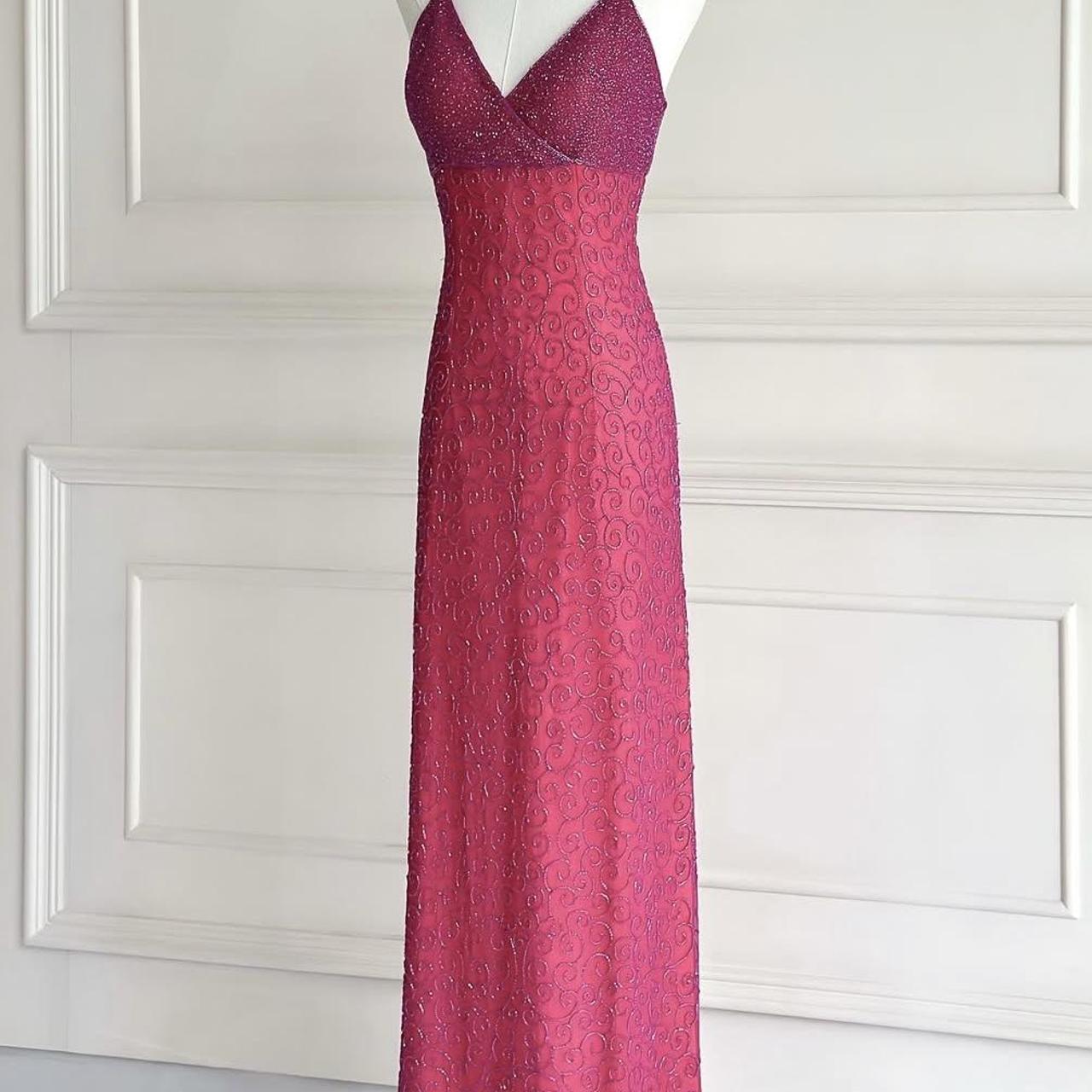 💗✨Teal/Hot pink vintage 90s y2k fairy boho beaded embroidery maxi mermaid suspender dress prom dress evening gown party dress nv4406