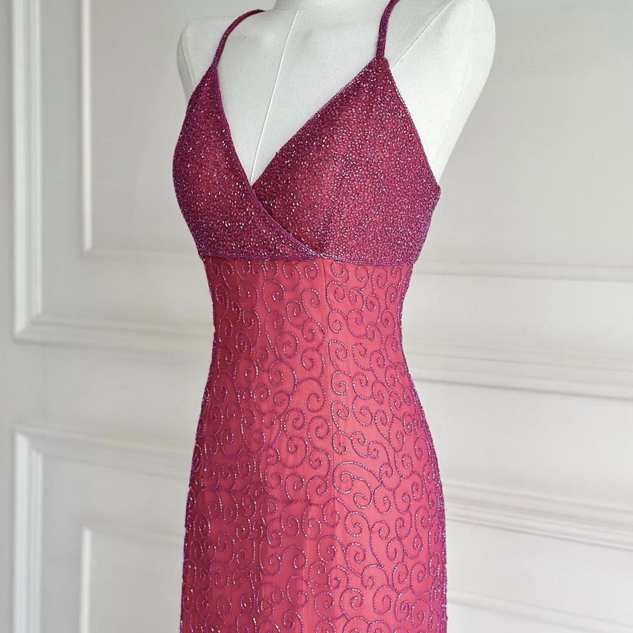 💗✨Teal/Hot pink vintage 90s y2k fairy boho beaded embroidery maxi mermaid suspender dress prom dress evening gown party dress nv4406