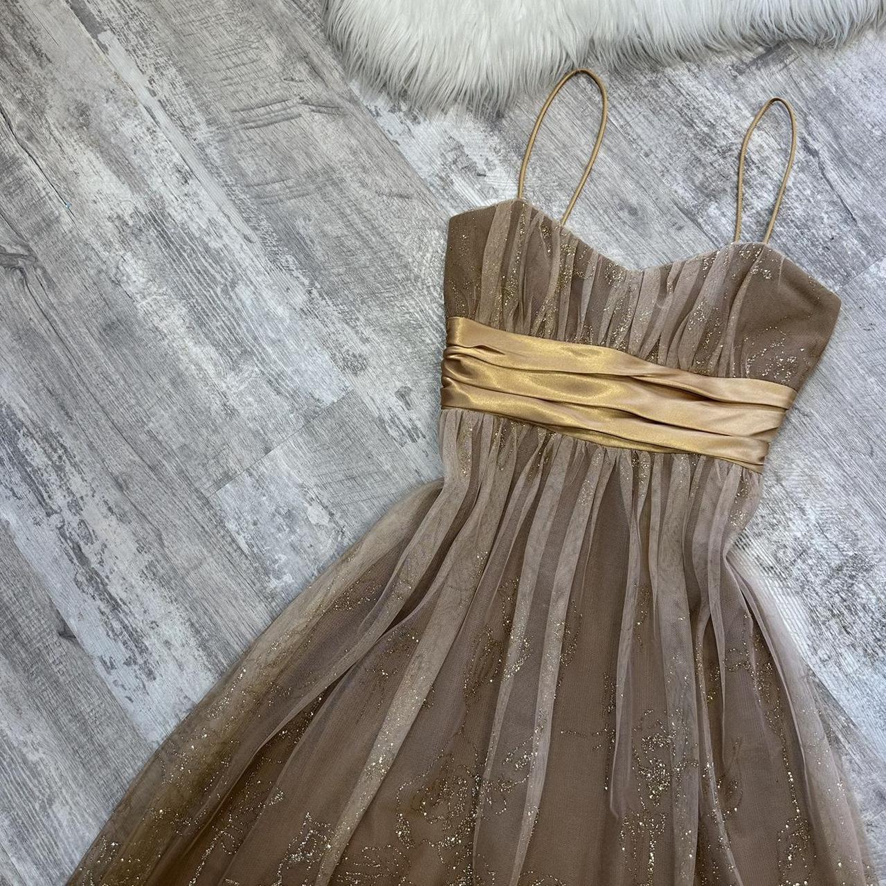 Brown y2k glittery gold floral sequin mini short chiffon homecoming dress prom dress evening dress birthday party dress banquet dress nv4564