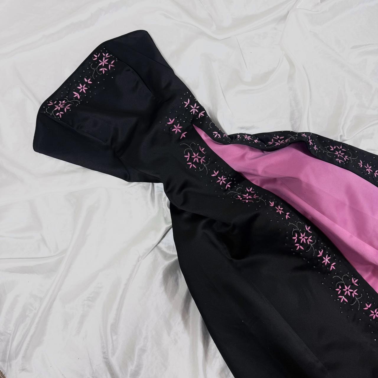 Black pink purple exquisite floral satin prom dress 90s long prom nv5373