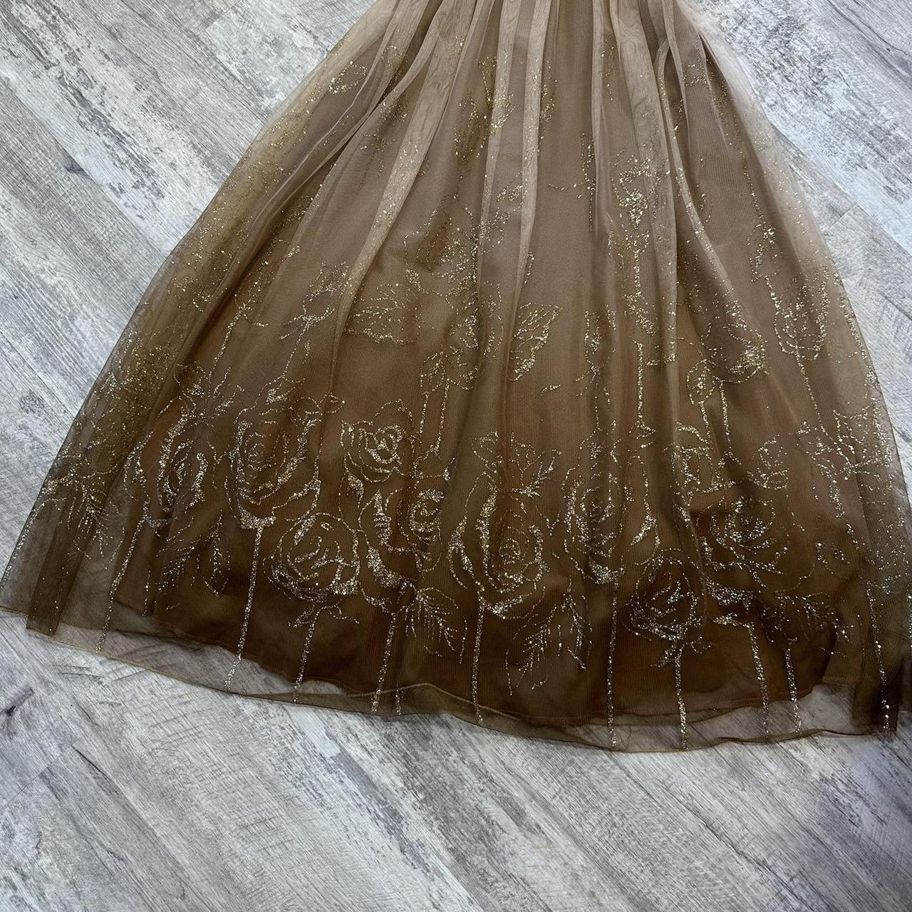 Brown y2k glittery gold floral sequin mini short chiffon homecoming dress prom dress evening dress birthday party dress banquet dress nv4564