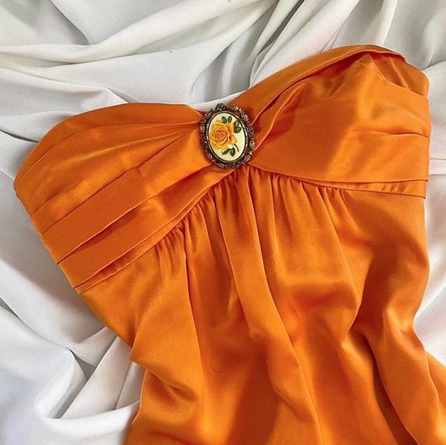 Orange Vintage Rose Elegant short Birthday Dress Party Dress Homecoming Dress Cocktail Dress nv4533
