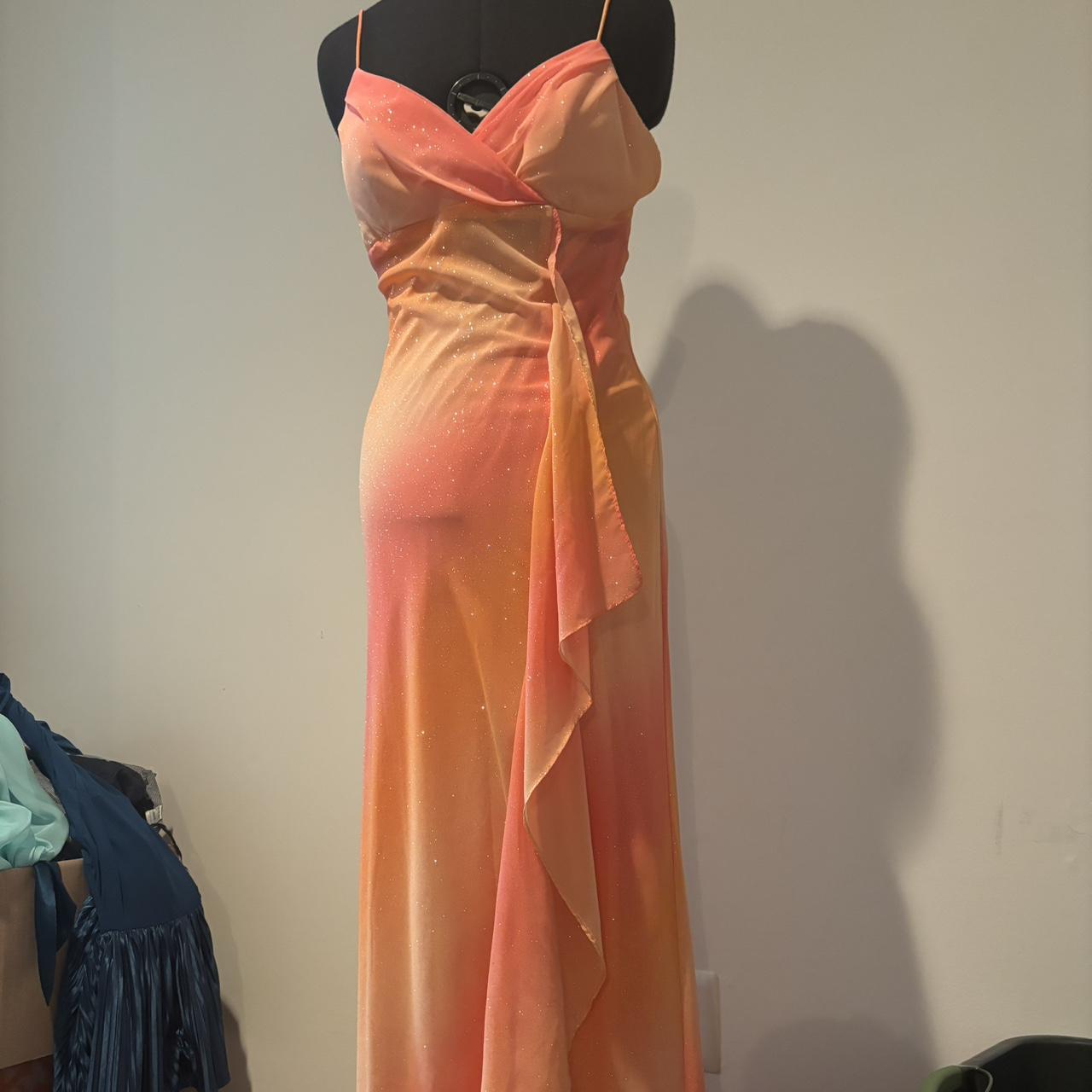 Orange Fashion Gradient Elegant Sleeveless Long Chiffon Floor Length Ball Gown Evening Dress Party Dress nv3722